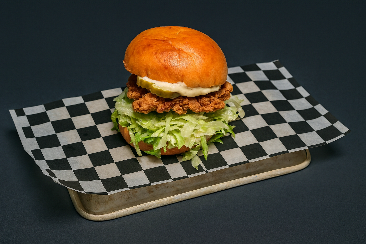 Crispy Chicken Sandwich – roasted garlic aioli, slaw and pickles
