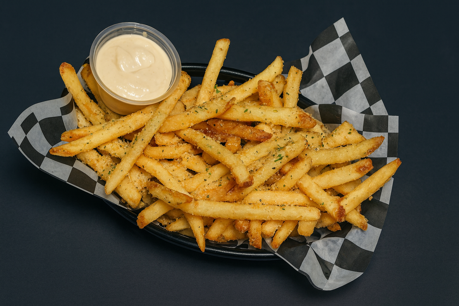 Garlic Parm Fries – garlic aioli, Parmesan and crispy fries