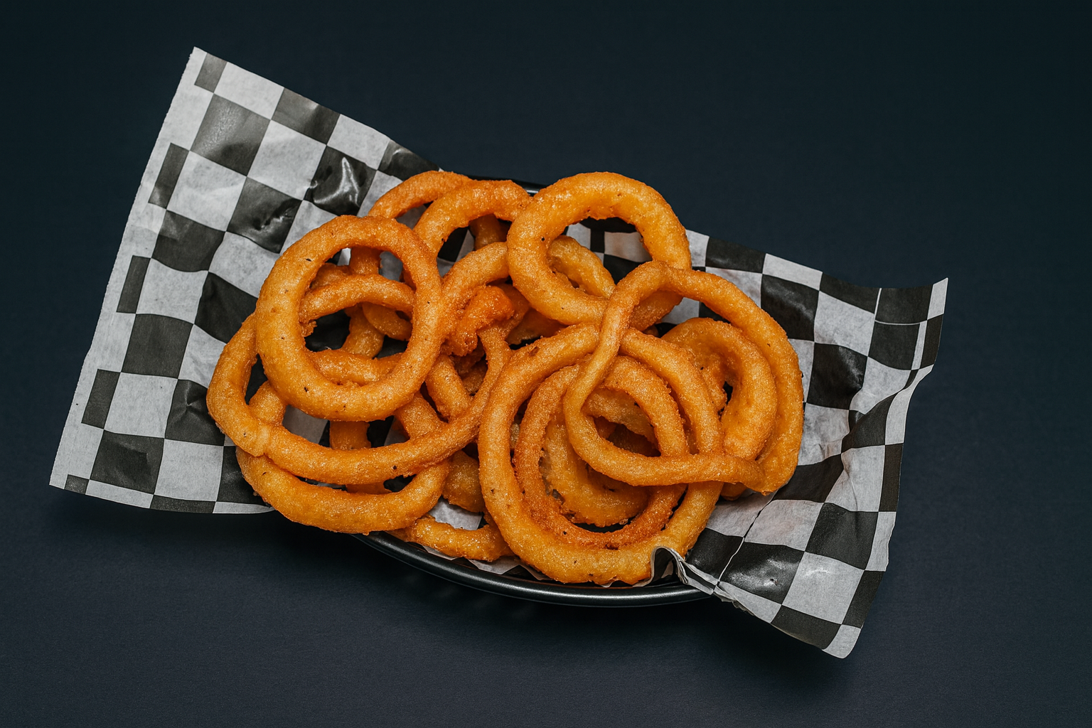 Onion Rings – golden fried, stacked and crispy