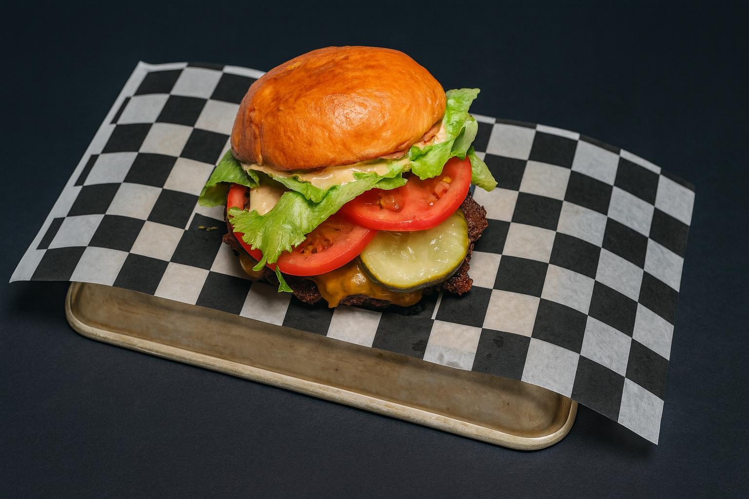 Super Smash Burger – Smash burger with cheddar, lettuce, tomato and Smash Sauce